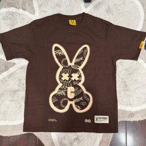 Brown Graphic T-Shirt with Bunny Design